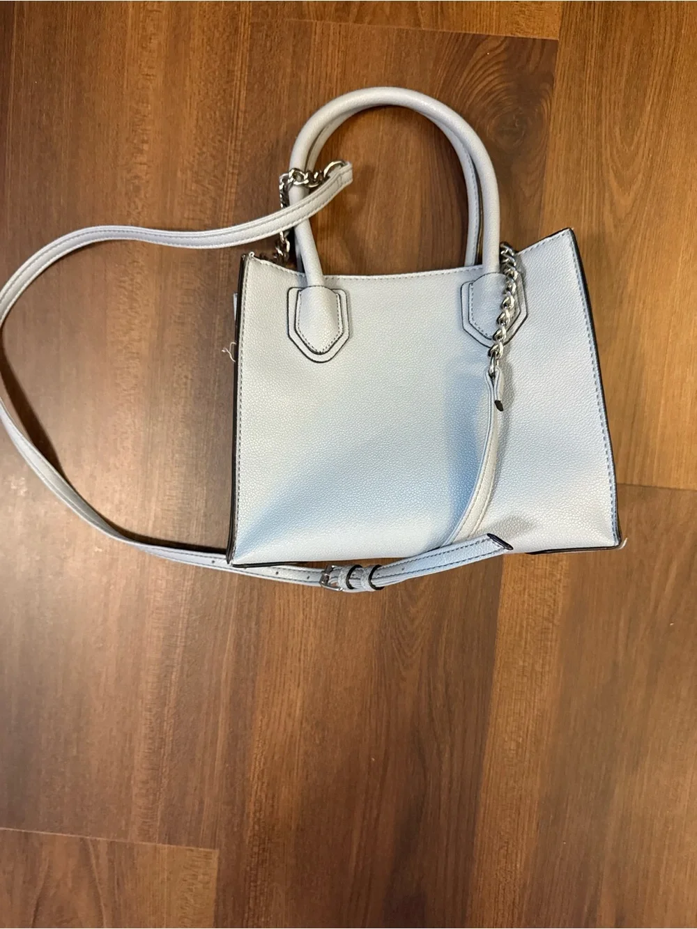 Nine West Powder Blue Pebbled Satchel with Chain Strap